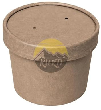 KURTT - Soup cup with lid 100 pcs- Soup cups - Kraft paper - Paper - Organic - Restaurant - Take-Outs - take away - Disposable - Soup Bowls - To Go - Lunch - Picnic - Dinner 500ml