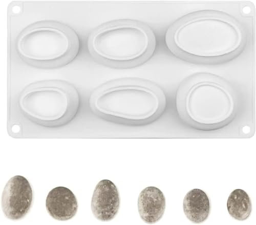 KOMUNJ Moule en silicone pour grandes pierres, moules en silicone époxy pour résine époxy, décoration, bricolage, 6 formes différentes