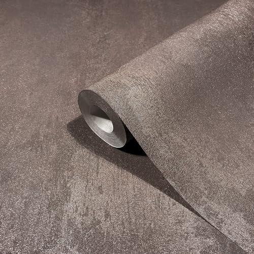 marburg Tapete Braun Metallic Putzoptik Betonoptik Vliestapete für Wohnzimmer oder Schlafzimmer Made in Germany 10,05 x 0,53m
