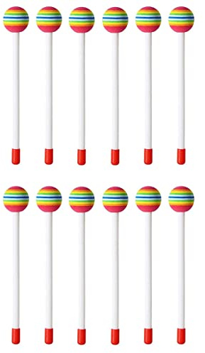 Yuattory 12 Stück Lollipop Drum Mallet Sticks Round Rainbow Hammer Percussion Sticks Orff Percussion Instrument Sticks Drumsticks für Kinder Child Mallet Musical Toy