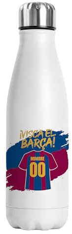 Genérico Botella Térmica Personalizada Fútbol Barcelona | Regalo Original para Aficionados del Fútbol | Regalo Camisetas Equipos Futbol | Termo Acero Inoxidable Doble Capa 500 ml (Barcelona)