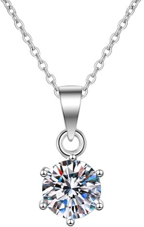OIDEA Damen Halskette Moissanite Silber-925: 2 Karat Moissanite Diamant Anhänger mit 925 Sterling Silber Kette VVS1 D Farbe Verlobung Hochzeit Geburtstag Muttertag Geschenk für Frauen oder Mutter