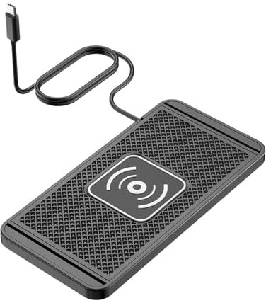 Streysisl Wireless Car Charger Mat, 15W Fast Wireless Charging Pad - Cuttable, Non-Slip, Qi Compatible for Various Smartphones