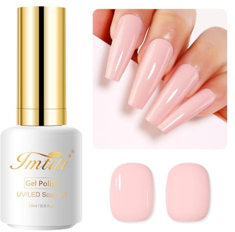 Imtiti UV Gel Nagellack, 15ML Nackt Rosa, Soak Off LED Nail Polish für Frühling Sommer, DIY Nagel Kunst Starter Maniküre Salon Kit