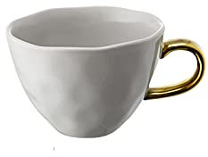 RUNZE765Z Tazza Di Caffè Tazza in ceramica Tazza da caffè for gelato da 12,2 OZ/360 ML Tazza for cereali durevole Ideale for gli amanti del caffè Tazza(Gray+Spoon)