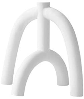 Weißer Keramik-Kerzenständer, modern, abstrakt, geometrisch, Teelichthalter