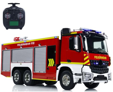wheelfun 1/14 6x4 RC Feuerwehrfahrzeuge ferngesteuerter Feuerwehrwagen 3-Gang-Getriebe Sound Lichtsystem Motor Servo ESC RC Feuerwehrauto Hobby Grade Modell