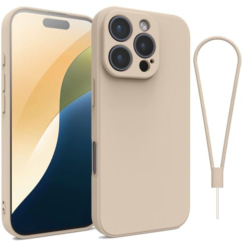 Andwing For iPhone 16 Pro Max Case,Silicone Case Soft Ultra For iPhone 16 Pro Max Phone Case Slim Protective Shockproof Cover Scratch-Resistant Microfiber Lining, 6.9 Khaki