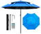 Parapluie de peche extérieur Parasol de Plage Imperméable Parasol De Table De Marché portable Rotatif À 360° Double Couche Parasol Pliable(Bleu,220cm)