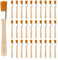Sdhgerh 30 Pieces Small Flat Brush Bristle Brush Set with Wooden Handle Hammerite Brush Varnish Acrylic Paints for Art Painting Supplies DIY 14 cm
