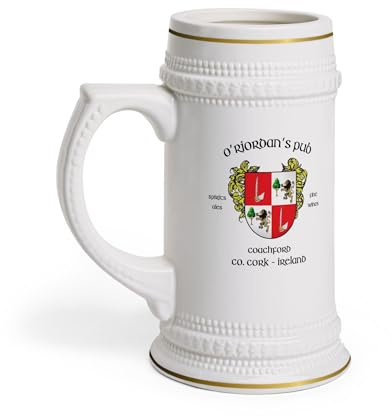 Chopes à bière irlandaises authentiques provenant de plus de 200 bars irlandais avec des armoiries familiales et des motifs de armoiries (Pub Fitzgerald)
