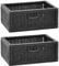 korb.outlet Set / 2 Regalkorb mit Holzrahmen Rattan Schubfach Box zur Aufbewahrung Schrankkorb Griff (Schwarz, Set 42x32x17)