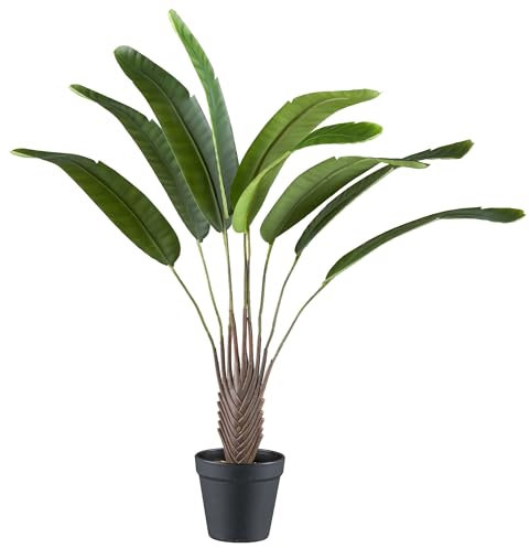 Mini-Traveller Palme 60 cm im schwarzen Kunststofftopf mit Kies - pflegeleichte Kunstpflanze