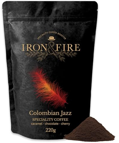 220g Colombian Jazz Espresso Grind – Award-Winning Coffee with Chocolate, Caramel & Cherry Notes, Sourced from Colombia’s Huila - IRON & FIRE