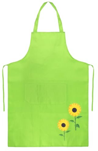Epokus Schürze Gärtner, Sonnenblumen Gärtnerschürze, Grün Karneval Gärtnerin Kostüm, Gärtner Kostüm Grillschürze mit Taschen, Damen Erwachsene Gärtner Schürze für Fasching Karneval Cosplay Mottoparty