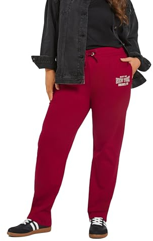 Yours Curve Burgundy 'New York' Straight Leg Joggers - Women's - Plus Size Curve