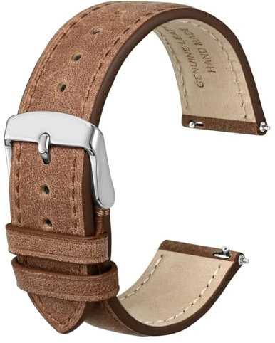 Anbeer Echtes Leder Uhrenarmbänder Schnellspanner,Crazy Horse Leder Uhrenarmbänder für Männer und Frauen,Bandbreite 19mm,Edelstahlschnalle