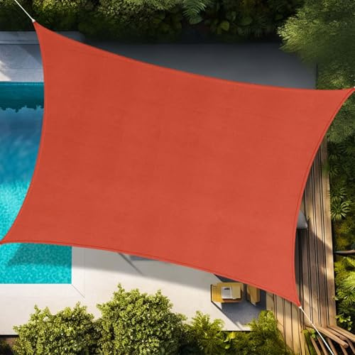 Voile d'ombrage Rectangulaire 3.5x3.5m Toile Ombrage HDPE Respirant Protection UV 95% pour Patio Jardin Terrasse Extérieur avec Corde, Rouge (Tailles sur Mesure Disponibles)