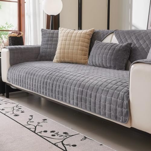 Bettschlange Sofa Überzug L Form, Sofadecken für Sitzfläche, Couch Überzug 1 2 3 4 Sitzer Sofabezug, Sofaschoner rutschfest,Universelle Sofaüberwurf,Ecksofa(F-Dunkelgrau,70x150cm