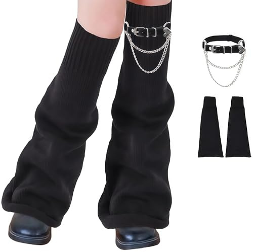 Yamobi Leg Warmers Lose Gestrickte Beinwärmer für Damen, Y2K Lolita Beinstulpen Lange Socken Kawaii Häkeln Beinwärmer Gothic Lange Beinärmel für Freizeit