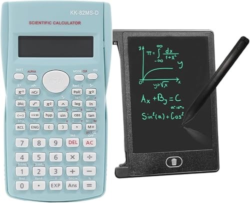 KK-82MS-B/KK-82MS-D Tragbarer wissenschaftlicher Taschenrechner mit 4,4-Zoll-LCD-Schreibtafel mit Löschfunktion, professioneller tragbarer Taschenrechner mit Notizblock für Büro, Schule (Grün)