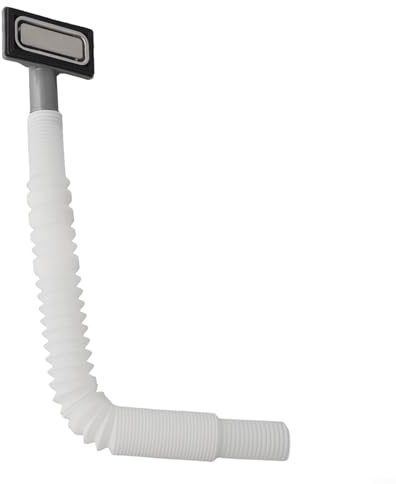 Tuyau de trop-plein d'évier en acier inoxydable avec tuyau flexible réglable de 21,5 mm de diamètre intérieur de 230 à 530 mm de long - Gris - Pour lavabo de cuisine et de salle de bain