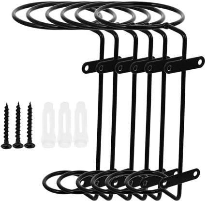 BESPORTBLE 6pcs Wall-Mounted Iron Wine Rack Downward Single Bottle Holder Wine Display Storage for Home Bar Cellar