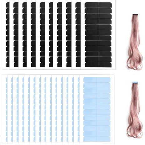 300 Stück Tape Extensions Kleber, Doppelseitiges Tapes Klebestreifen Extensions, Wasserdichtes Ersatzband, Hohe Viskosität, Geeignet für Haarverlängerungen und Perücken, Blau und Schwarz