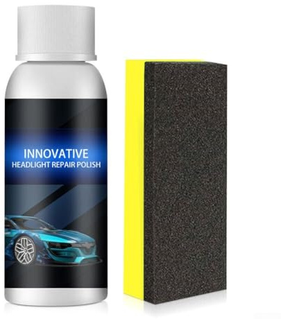 Drivstraw Car Headlight Restoration Kit – Oxidation, Yellowing & Scratch Remover Polish for All Vehicle Headlamps – 30 mL Repair Agent with Sponge