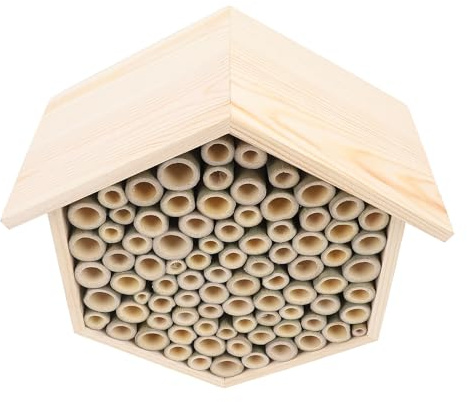 Yechiry Sechseckiges Bienenhaus, Massivholz-Bienenhotel für Wilde Bestäuber, Garten-Bienenhäuser mit Friedlichem Bienen-Design, Ideal für Gartenbienen-Enthusiasten und Produktivitätssteigerung