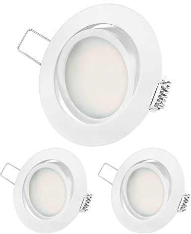 TEVEA Ultra Flach LED Einbaustrahler Warmweiss - 5.5W 230V Schwenkbar - Einbauspots - Einbauleuchten (WH-Warmweiss)