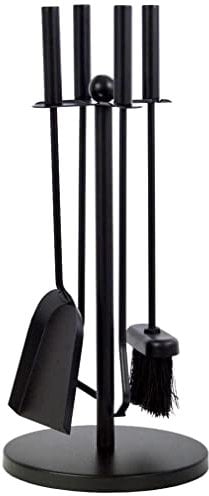 Garden Mile Vintage Style 5Pc Fire Place Tool Sets Modern Cast Iron Black Colour Log Burner Fireplace Companion Tool Set Victorian Style Log Fireplace Tool Kit Indoor Coal Fire Log Burner Accessories