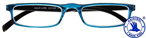 I NEED YOU HALF-LINE, G31200, Kunststoffbrille mit Federtechnik, blau-schwarz, +1 Dioptrien