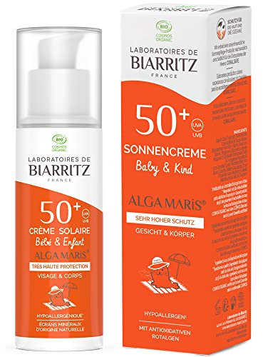 Laboratoires de Biarritz - Sonnencreme Baby & Kind - LSF50+ - ALGA MARIS® Bio-zertifiziert - Gesicht und Körper - Leichte und cremige Textur - 100 ml - Made in France