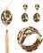 YAZILIND 3 Stück Leopard Schmuck Set Leopard Leder Armband Dangle Ohrring Halskette für Frauen Oval