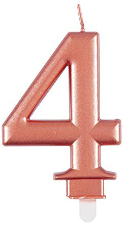 Elegant Metallic Rose Gold Number 4 Birthday Candle - Perfect for Birthday Parties, Anniversaries & More - 1 Pc