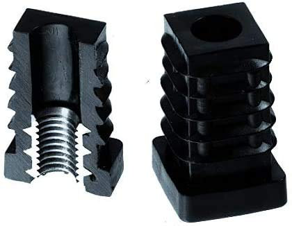 4 supporti per rulli quadrati con manicotto, plastica/acciaio, nero (25 x 25 mm, M10, manicotto)