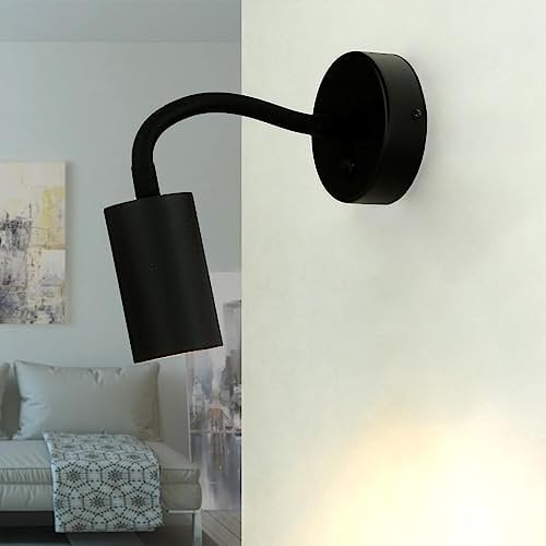 Wandlampe mit Schalter, Schwarz, Flexarm, Wandleuchte GU10, Schwanenhals Lampe Bett, schwenkbar, Leselampe Wand, Leselicht, Strahler, Wandlampe Innen, Spot