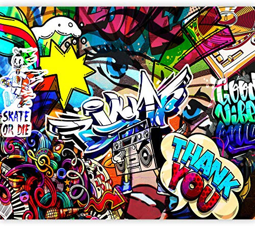 murando Fototapete selbstklebend Graffiti 441x315cm Foto Tapete Tapetenfolie Möbelfolie Wandverkleidung Wandtapete Motivtapeten Bildtapete Schlafzimmer 3d Effekt Streetart Skate Urbane Kunst Mural