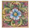 Sicilia Bedda - PIASTRELLA IN CERAMICA SICILIANA - Realizzata e Dipinta a Mano - 15 x 15 x 0.8 CM (Fiore su Maioliche Bordeaux)