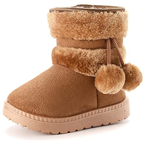 Vorgelen Bambine e Neonato Carino Stivali da Neve Morbide Fodera Calda Stivaletti Ragazze Inverno Scarponi da Sci all'aperto (152 Marrone 19 EU = Etichetta 20)