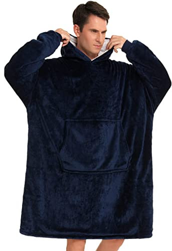 SINJYUN übergroße Pulli Decke Damen Lang, Kuschel Riesen Hoodie Blanket Oversized, Sherpa Decke Sweatshirt Pullover