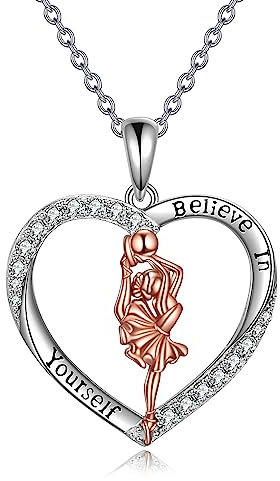 YAFEINI Gymnastik Kette für Damen Silber 925 für Ballerina Gymnastik Haslkette Anhänger Schmuck Geschenke für Damen Mädchen