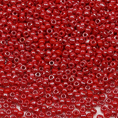 Bala&Fillic Red Pearl Color 3mm Seed Beads About 3600pcs/100Grams in Bag, 8/0 Glass Craft Beads for Making Bracelet Necklace Earring(Red Pearl)