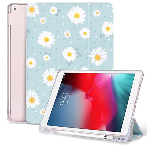 Vozehui Hülle für iPad der 9./8./7. Generation mit Stifthalter, Niedliches Wink Smiley Gesicht, Dreifach Gefalteter Ständer, Schutzhülle mit Auto Sleep Wake für iPad Hülle 10,2 Zoll 2021/2020/2019