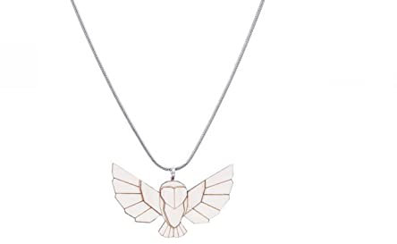 BeWooden Edelstahl Kette mit Tier Anhänger | Verschiedene Modelle | Stilvoll & Ökologisch | Handgefertigt im Herzen Europas (Snowy Owl)