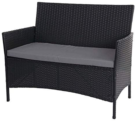Mendler Poly-Rattan Gartenbank Halden-AM, Sitzbank Bank - anthrazit, Kissen anthrazit
