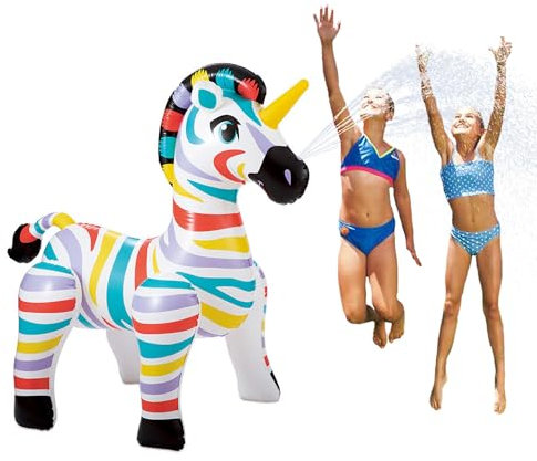 Summer Waves Wassersprinkler XXL Einhorn aufblasbar | 157x94x157 cm bunt | Einhorn Sprinkler für den Garten | Wasser Spielzeug für Kinder und Erwachsene