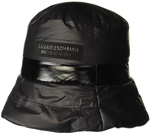 A|X ARMANI EXCHANGE Damen Exklusiver We Beat as One Puffer Bucket Hat Schlapphut, Schwarz, Small