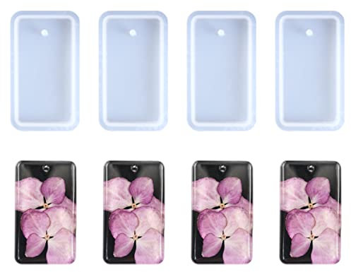 Weenkeey 4 Stück Rechteckige Schlüsselanhänger Silikonform Rechteckige Epoxidharz Formen Rechteckige Gießformen Schmuck Gussform für DIY Handwerk Anhänger Halskette